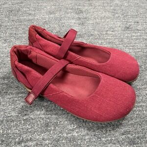 Xero Cassie Hemp Canvas Flat Mary Jane Shoes Women 11.5 Red Minimalist Casual